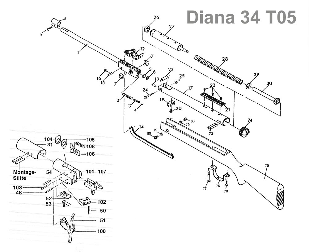 Diana 34 T05 Ersatzteile und Bauplan