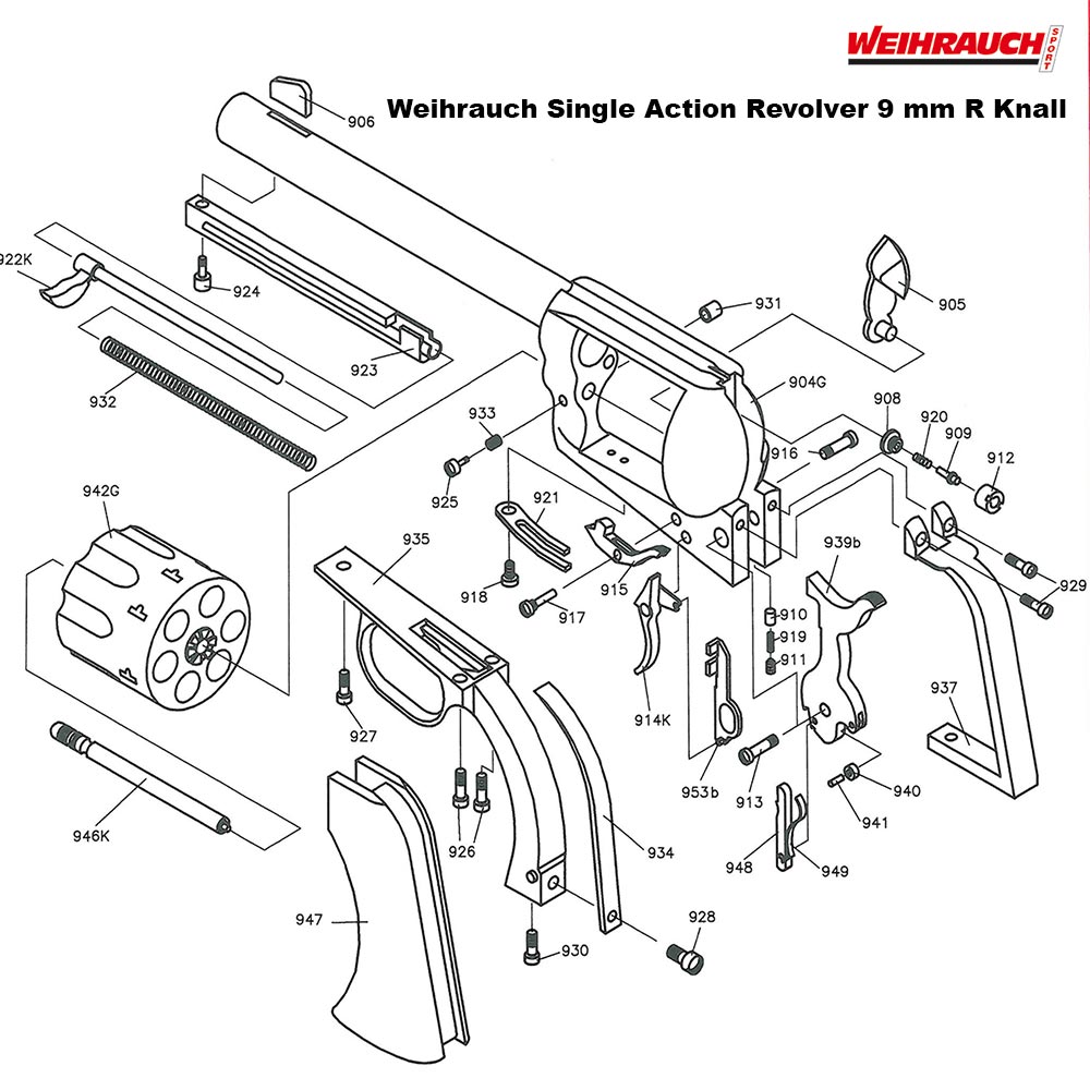 Ersatzteile Weihrauch Single Action Revolver 9mm Schreckschuss